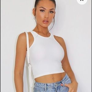 PrettyLittleThing Slinky Fitted Racer Crop Top NWT